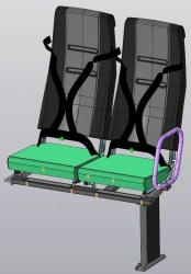 School Bus Passenger Seat for M2 and M3 Vehicles, Model DS15.6840.010-PV08