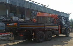Multi-functional vehicle with hydraulic crane MKMA on Ural 4320 base U0K06N-UF