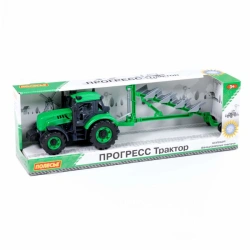 Detailed Toy Tractor with Plow for Kids - Green Progress Model 91307