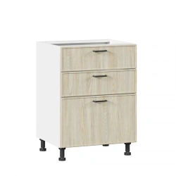 Indigo LD.298830.000 Kitchen Base Cabinet Facade Set with 3 Drawers, Luxury Finish (600mm, Topaz Madeira Oak)