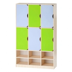 Six-Door Children's Clothing Wardrobe with Shoe Rack