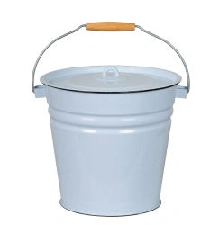 Steel Enamel Bucket with Lid for Food Storage, 12L