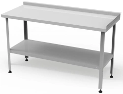 Food Processing Table with Two Edges, Solid Shelf SRP-2p-0.7/0.7-P (Stainless Steel)