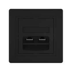 Double Computer Socket with Keystone RJ45 8P8C Cat.5e UTP, Black (Soft Touch) - CADUCEUS ALING PRESTIGE 614.E1E1E1