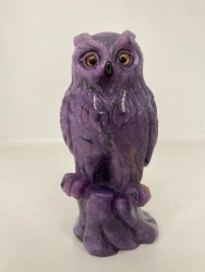 Artistic Stone Carving "Owl" (Charoite)