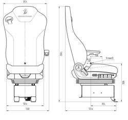 Static Suspension Seat with Integrated Headrest S820H-680012H-XX(XX)