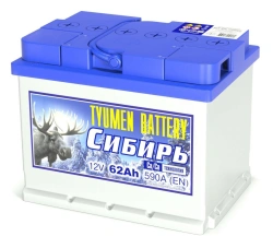 Lead Acid Starter Battery TYUMEN BATTERY 6СТ-62LR Siberia