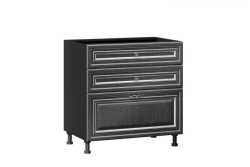 Luxurious Black Kitchen Cabinet with 3 Drawers, Model LD.270800.000