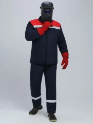 Winter Welding Suit Weld-SOP 1st Class Protection, Pants, Dark Blue/Red, Art. 87484787