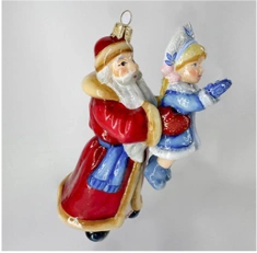 Handmade Glass Christmas Ornament "Santa Claus with Snow Maiden