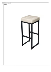Loft Style Bar Stool - Metal Frame, 38x38x80 cm