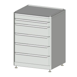 Tool Cabinet with 5 Drawers on Adjustable Legs and Stainless Steel Top (625x540x900 mm)