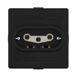 Caduceus Aling Prestige Three-Phase Socket with Ceramic Base 16A, 440V, Black (Soft Touch), Art. 6
