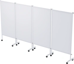 Medical Partition Screen on Wheels, Stainless Steel, Four-Section (MSK-45303)