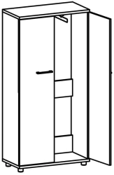 Clothing Wardrobe with Pull-Out Rod 9207 Brooklyn Series