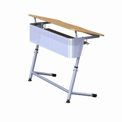 Non-Adjustable Two-Seater Student Desk with Metal Frame for Growth Groups 0-7