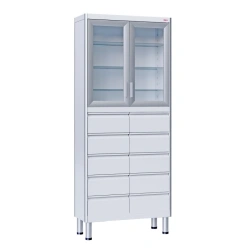 Medical Storage Cabinet, Two-Section, Aluminum and Carbon Steel, Model MCK-7652.12