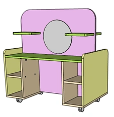 Two-Sided Mobile Play Module "Hairdresser" for Preschool Furniture