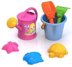 Sand Play Set No. 15 (Shovel, Rake, Watering Can, Sea Molds, Small Bucket)