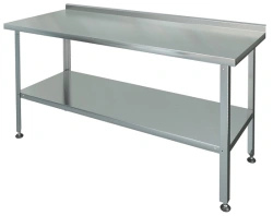 Stainless Steel Food Preparation Table with Edge, Solid Shelf SRP-1-0.6/0.9-P