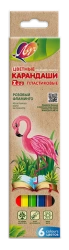 Colored Hexagonal Plastic Pencils "Zoo" Set of 6