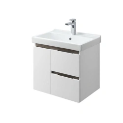 Aquaton Rene 60 Wall-Mounted Vanity in Glossy White and Walnut