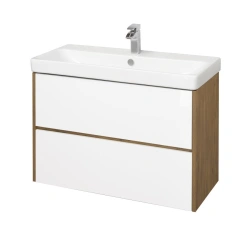 Aquaton Scandi 90 Sink Cabinet, White and Rustic Oak 1A251901SDZ901.A251.9.01S.DZ9.0