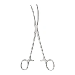 Curved Surgical Clamp with Ratchet for Securing Surgical Drapes, 195 mm
