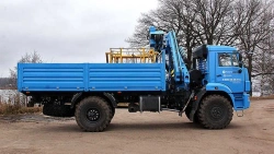 Cargo Platform with Crane Manipulator, Model 67063F on KAMAZ 43502 Chassis