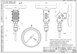 Bimetallic Thermometer TBf-222 IP54 100 USh for Liquid and Gas Measurement