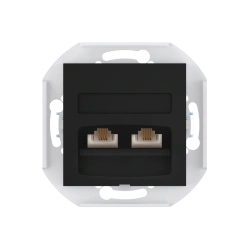 Double Telephone Socket for Hidden Installation 2xRJ12 6P4C, Black (Soft Touch) - Model 6013.E1