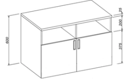 Service Cabinet - White RAL 9003, MDF/Chipboard