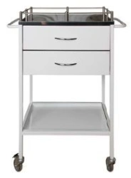 Mobile Metal Table with Side Restrictions for Tools and Medications