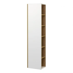 Aquaton Scandi Column Cabinet with Mirror, White and Rustic Oak 1A253403SDZ901.A253.4.03S.DZ9.0