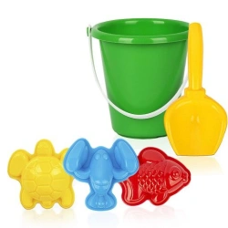 Children's Sand Play Set 5pcs (Mini Bucket, Shovel, 3 Sand Molds)