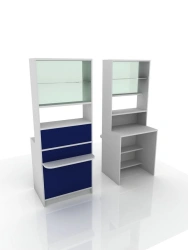 Cash Register Block with Overhead, Model 303-001-1, 800x600x2100 mm