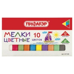 Colored Chalk Set PIFAGOR, 10 pcs, Square
