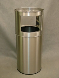 Filin Waste Bin with Ashtray - Polished Metal Design