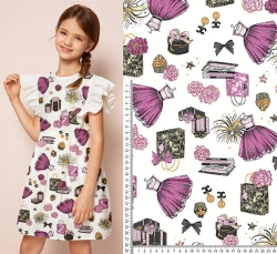 Mixed Knit Fabric (95% Cotton, 5% PU) Printed, Single-Faced Fleece for Knitwear