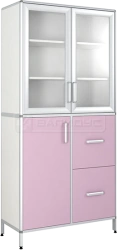 Three-Door Cabinet with Glass Doors and Drawers SHM-11KN