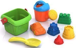 Sand Play Set No. 136 (Bucket, Small Shovel, 4 Tower Molds, Watering Can, Mini Car)