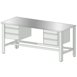 Heavy-Duty Workbench with Stainless Steel Top and Cabinets 1800x750 mm