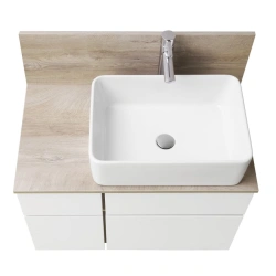 Aquaton Michel 80 Sink Cabinet, End Grain Oak, White A244.5.01M.IX4.0