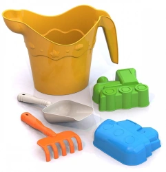 Sand Play Set No.139 (Shovel, Watering Can, Rake, 2 Transport Molds)