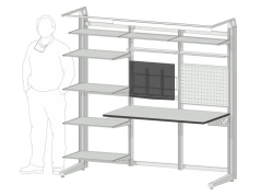 Industrial Metal Workbench with Shelves (810x1860x1820 mm)