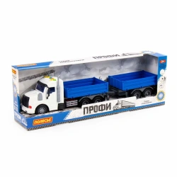 Inertia Toy Truck with Trailer and Sound Effects - Blue Profi Model 92564