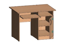 Wooden Computer Desk with Pull-Out Shelf and Built-In Cabinet S.K.5