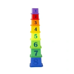 Tower Pyramid Game with 8 Colorful Cups