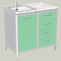 One-Door Sink Cabinet with Four Drawers Model MA-4