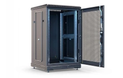 Floor-mounted Telecommunications Cabinet 19", Model ШТ-НП-М-П-Ч, Perforated Front Door, Black SСD
